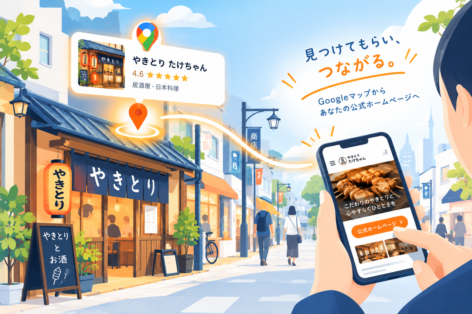 Googleマップと公式ホームページ連携のイメージ