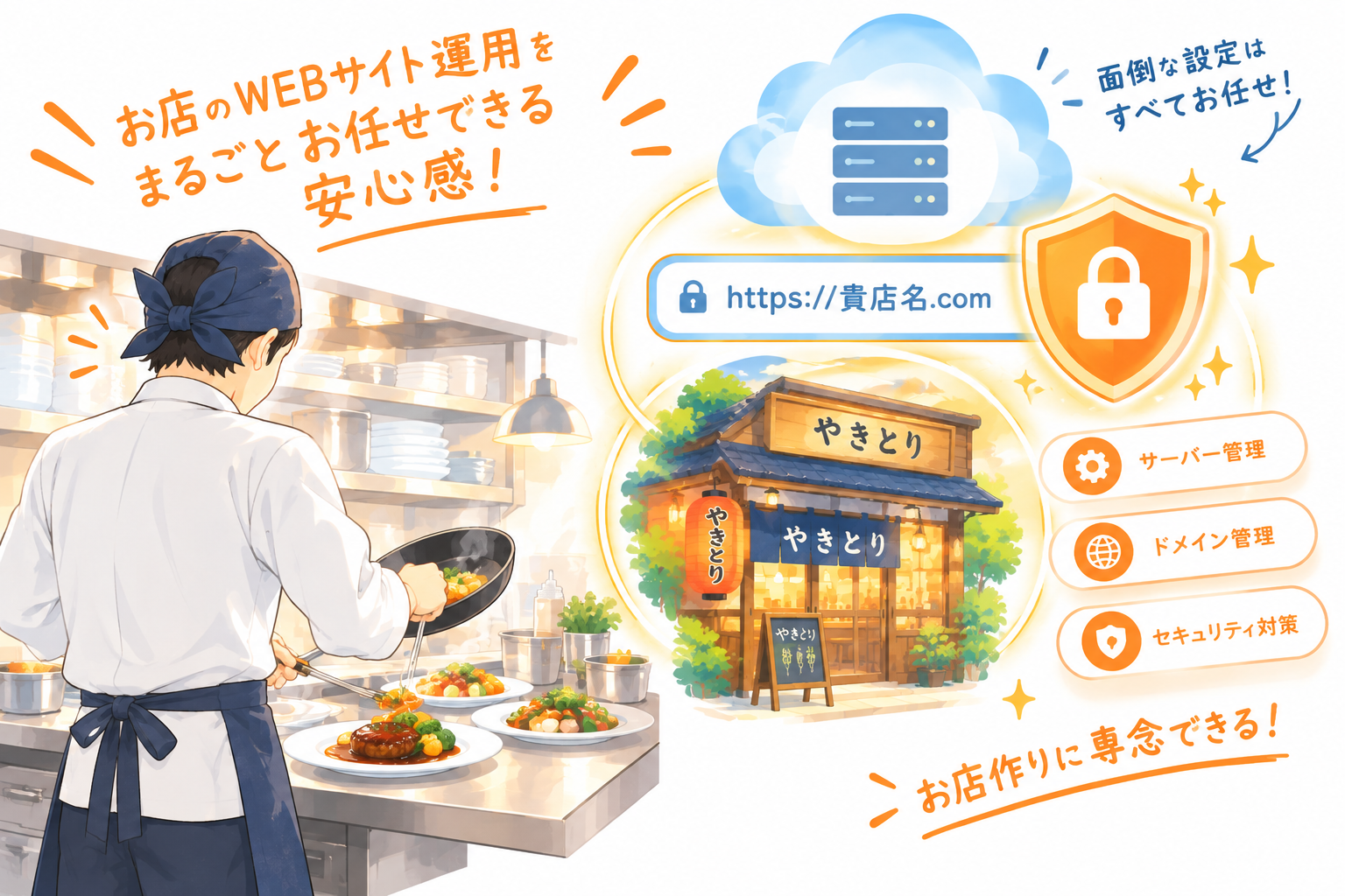 独自ドメインとサーバー設定のイメージ